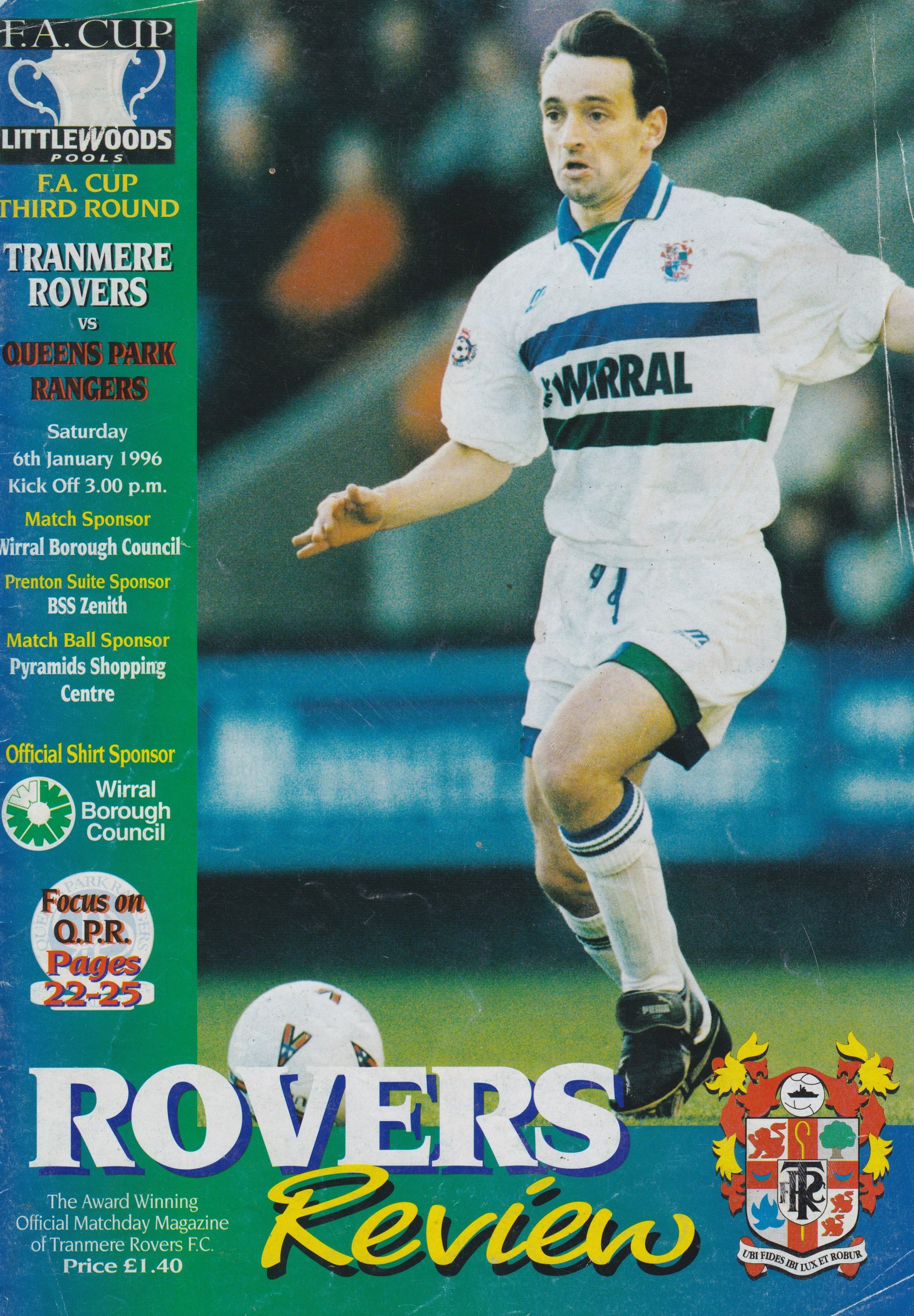 Tranmere Rovers v Queens Park Rangers match programme